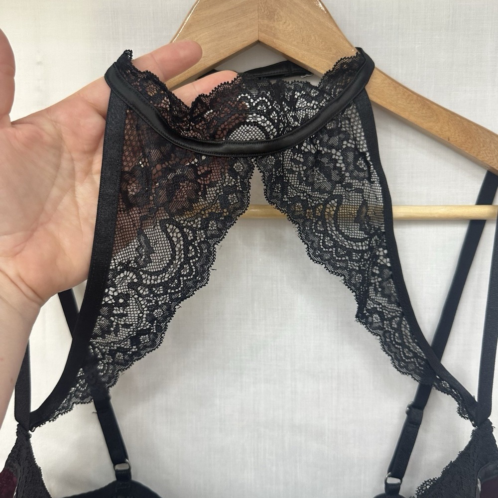 New Killstar Mercy Bra 4XL Blood Red Velvet Black Lace Gothic Sexy Halter - Picture 6 of 15